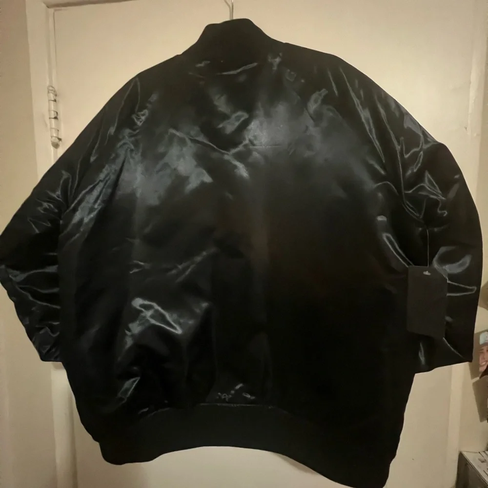 Mitchell & Ness Black Satin Logo Bomber Jacket
